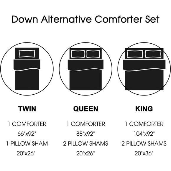 New King or Queen Size Comforter Set - Reversible Down Alternative - Picture 5 of 6